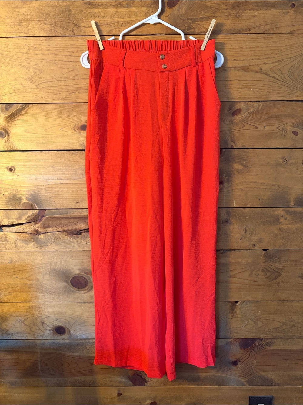 High-Waist Wide Leg slacks- Bright Orange